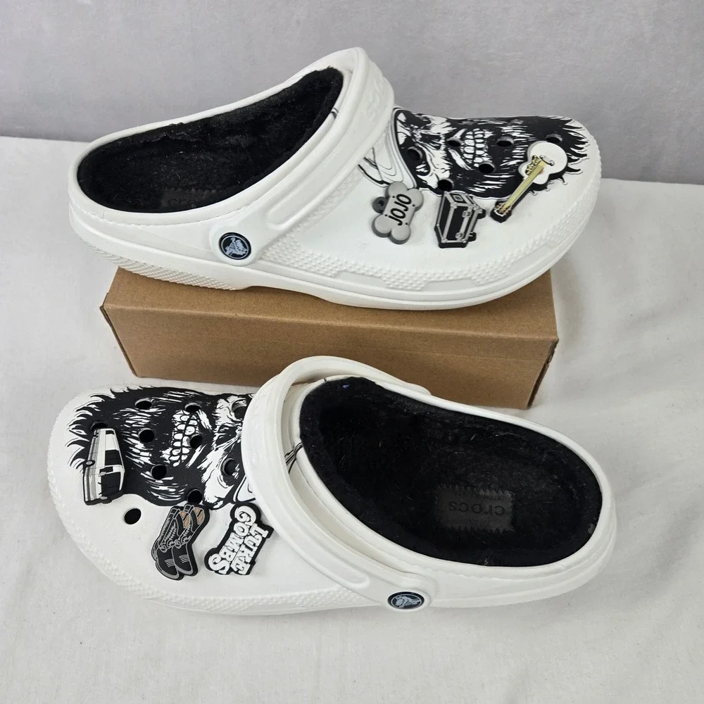 Luke Combs x Crocs Classic Lined Clogs White Skull Graphic Skully Edition M9 W11